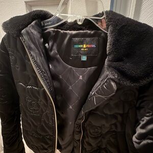 Teddy Fresh Black Quilted Jacket with Logo
